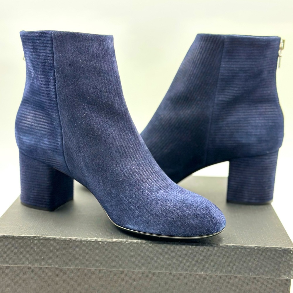 Navy Rag and Bone luxury leather lined boots
